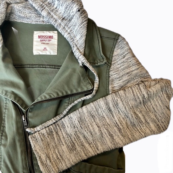 MERONA Olive Moto jacket with hood. SZ M - Picture 2 of 6